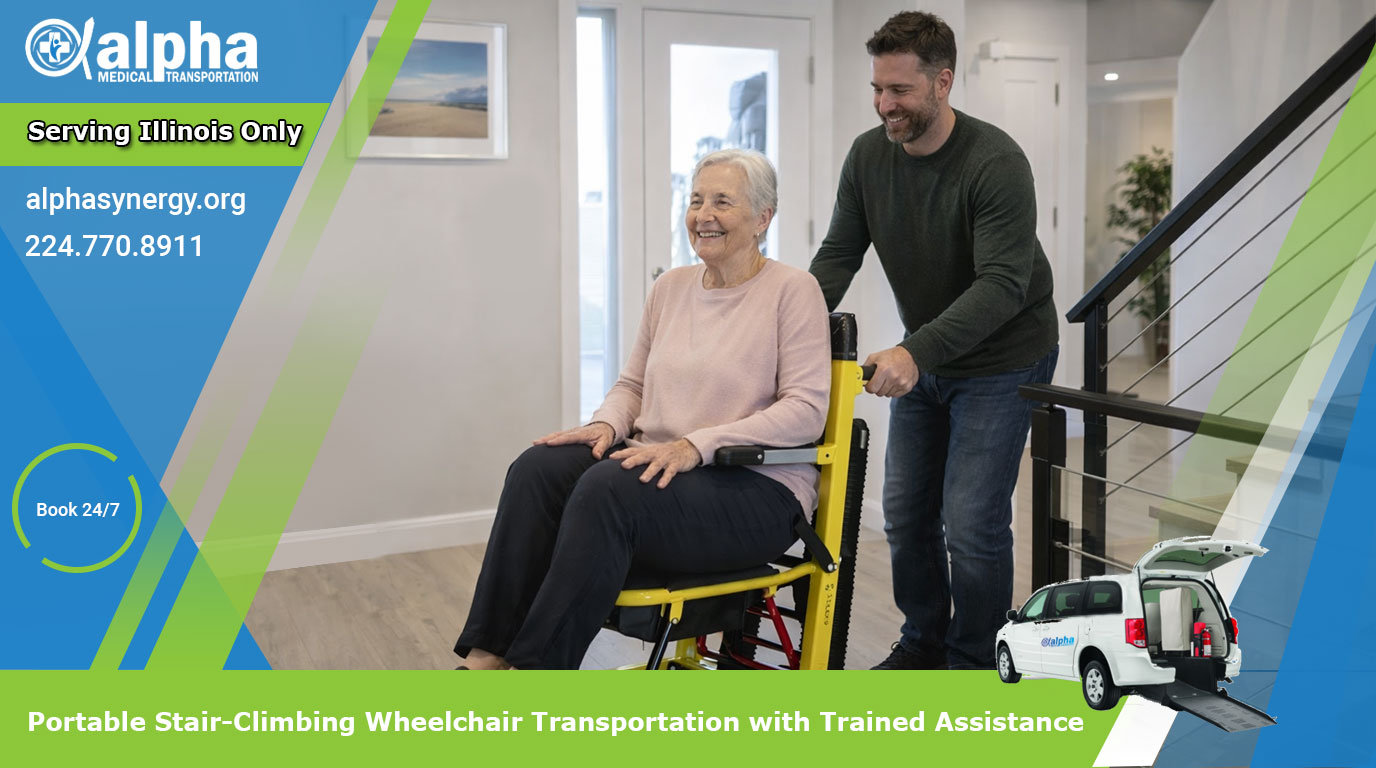 Portable Stair-Climbing Wheelchair Transportation with Trained Assistance