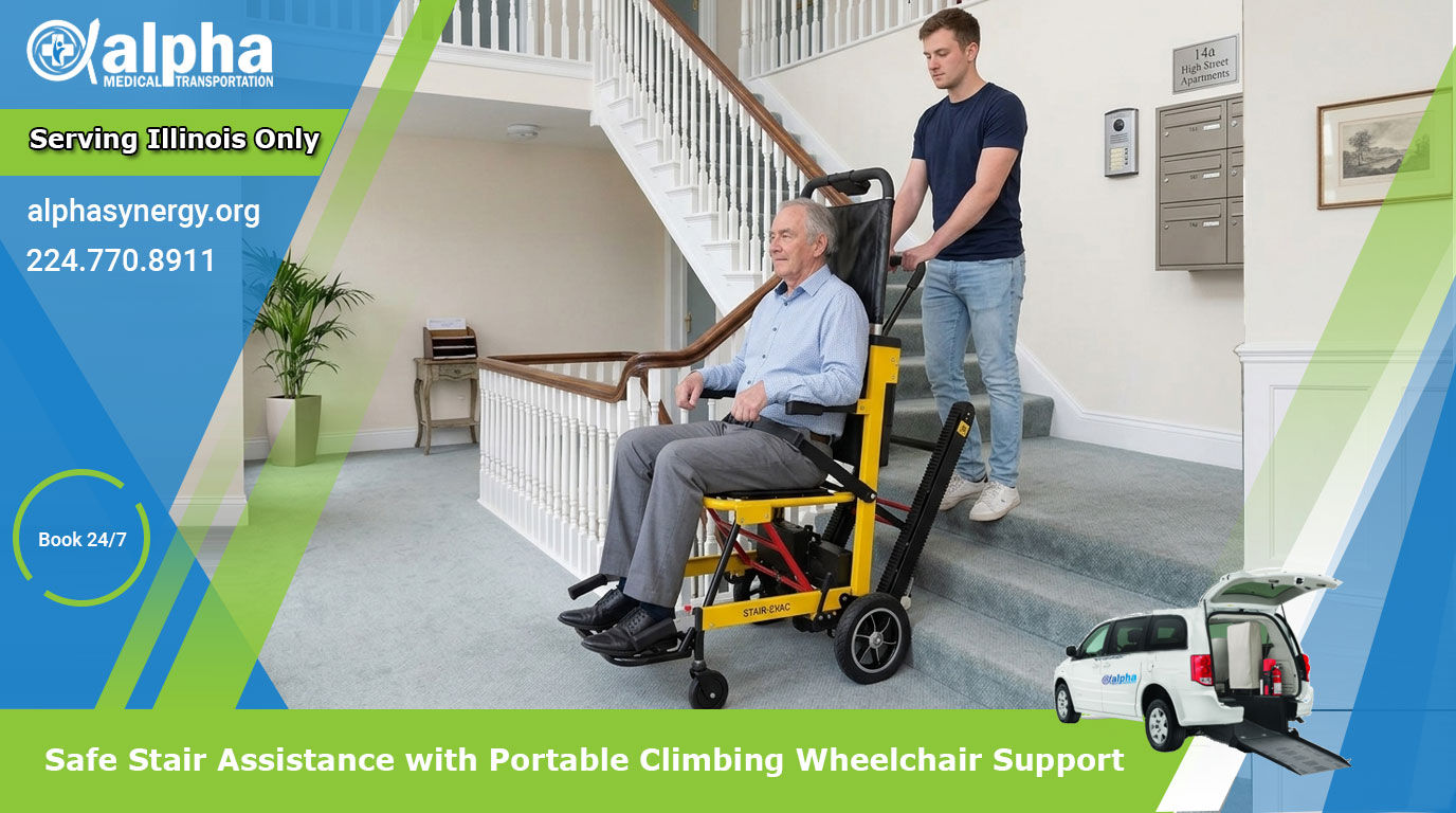 Safe Stair Assistance with Portable Climbing Wheelchair Support